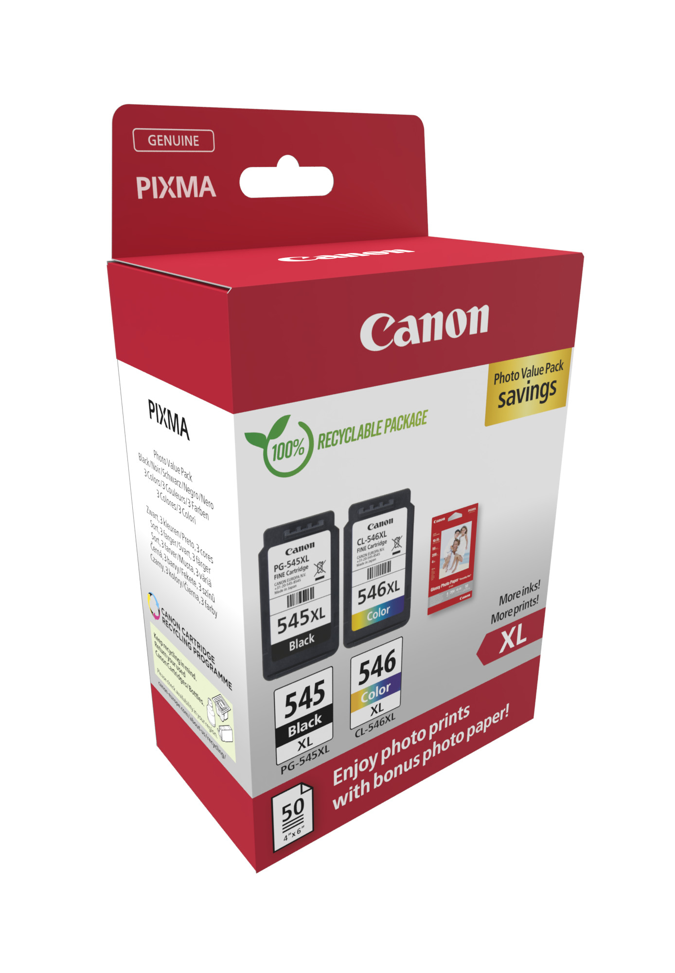 8fdc8b902e20b6b2cee0c5fa9d6e3ed7 Canon 8286B011/PG-545+CL-546XL Printhead cartridge multi pack black + color high-capacity Blister 13ml + 11ml Pack=2 for Canon Pixma MG 2450