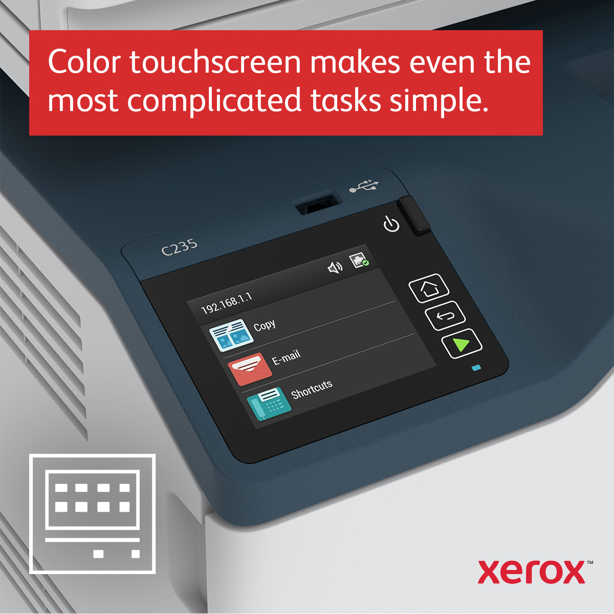 Xerox C235 A4 22ppm Wireless Copy/Print/Scan/Fax PS3 PCL5e/6 ADF 2 Trays Total 251 Sheets UK