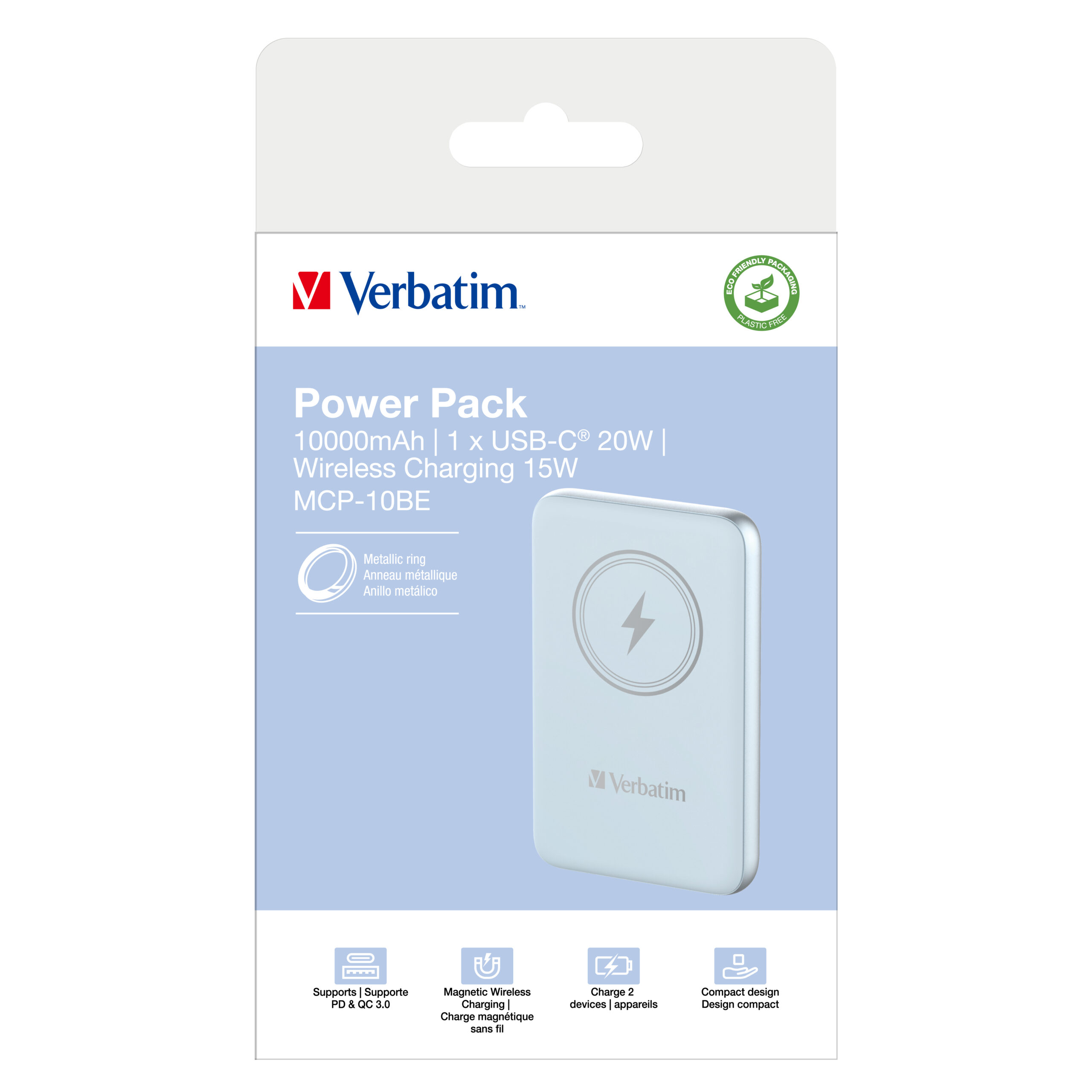 Verbatim Charge ´n´ Go Magnetic Wireless Power Bank 10000mAh Blue