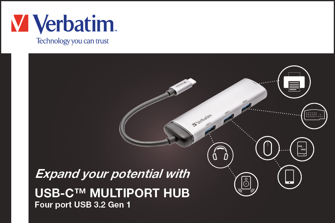 93123558_2767949652 Verbatim USB-C Multiport Hub Four port USB 3.2 Gen 1
