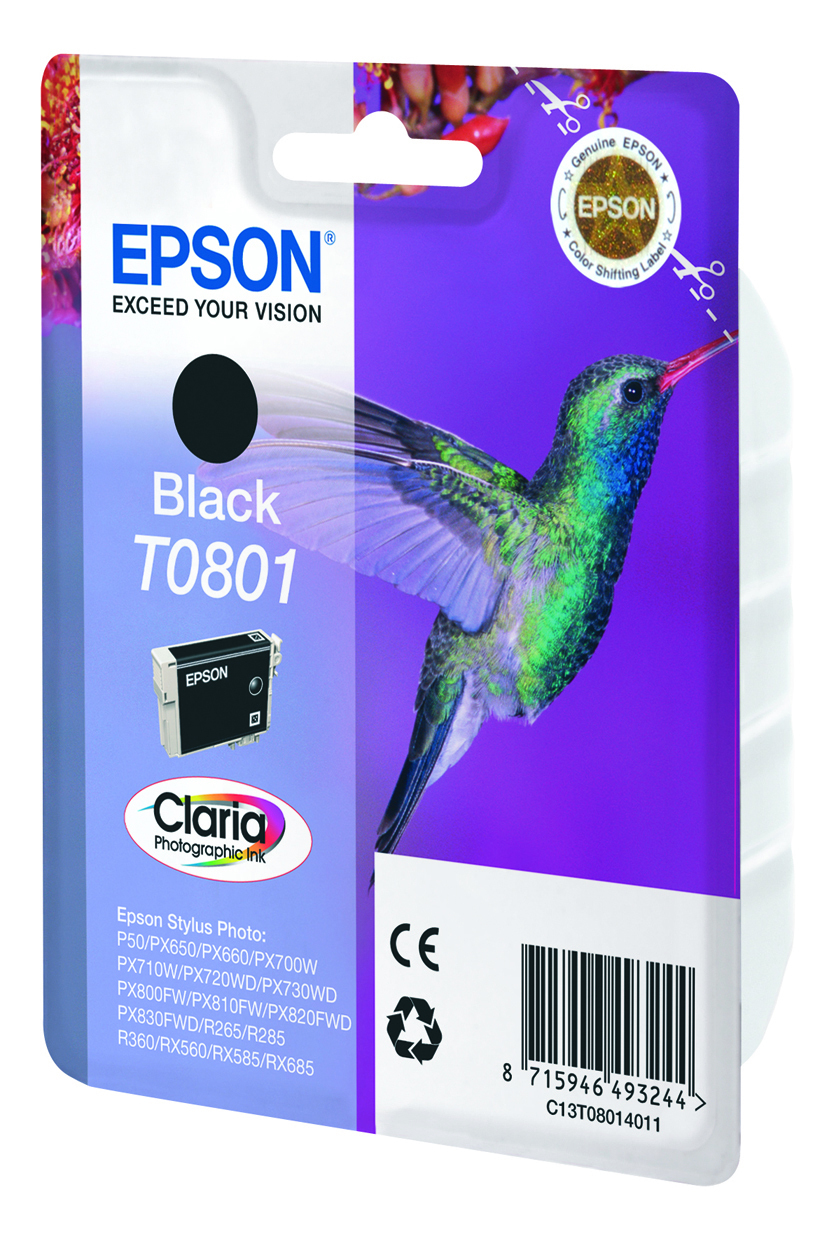 9476658_5506562860 Epson C13T08014011/T0801 Ink cartridge black, 330 pages ISO/IEC 24711 7.4ml for Epson Stylus Photo P 50/PX/PX 730/R 265
