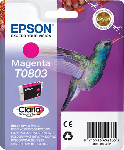9476660_5008992383 Epson C13T08034011/T0803 Ink cartridge magenta, 220 pages ISO/IEC 24711 7.4ml for Epson Stylus Photo P 50/PX/PX 730/R 265