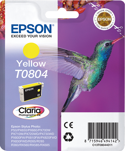 9476661_6885207746 Epson C13T08044011/T0804 Ink cartridge yellow, 620 pages ISO/IEC 24711 7.4ml for Epson Stylus Photo P 50/PX/PX 730/R 265