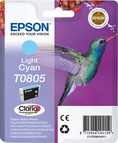 9476662_6643005672 Epson C13T08054011/T0805 Ink cartridge light cyan, 330 pages ISO/IEC 24711 7.4ml for Epson Stylus Photo P 50/PX/PX 730/R 265
