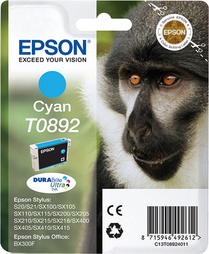9476666_6232694223 Epson C13T08924011/T0892 Ink cartridge cyan, 170 pages ISO/IEC 24711 3.5ml for Epson Stylus S 20/SX 115/SX 415