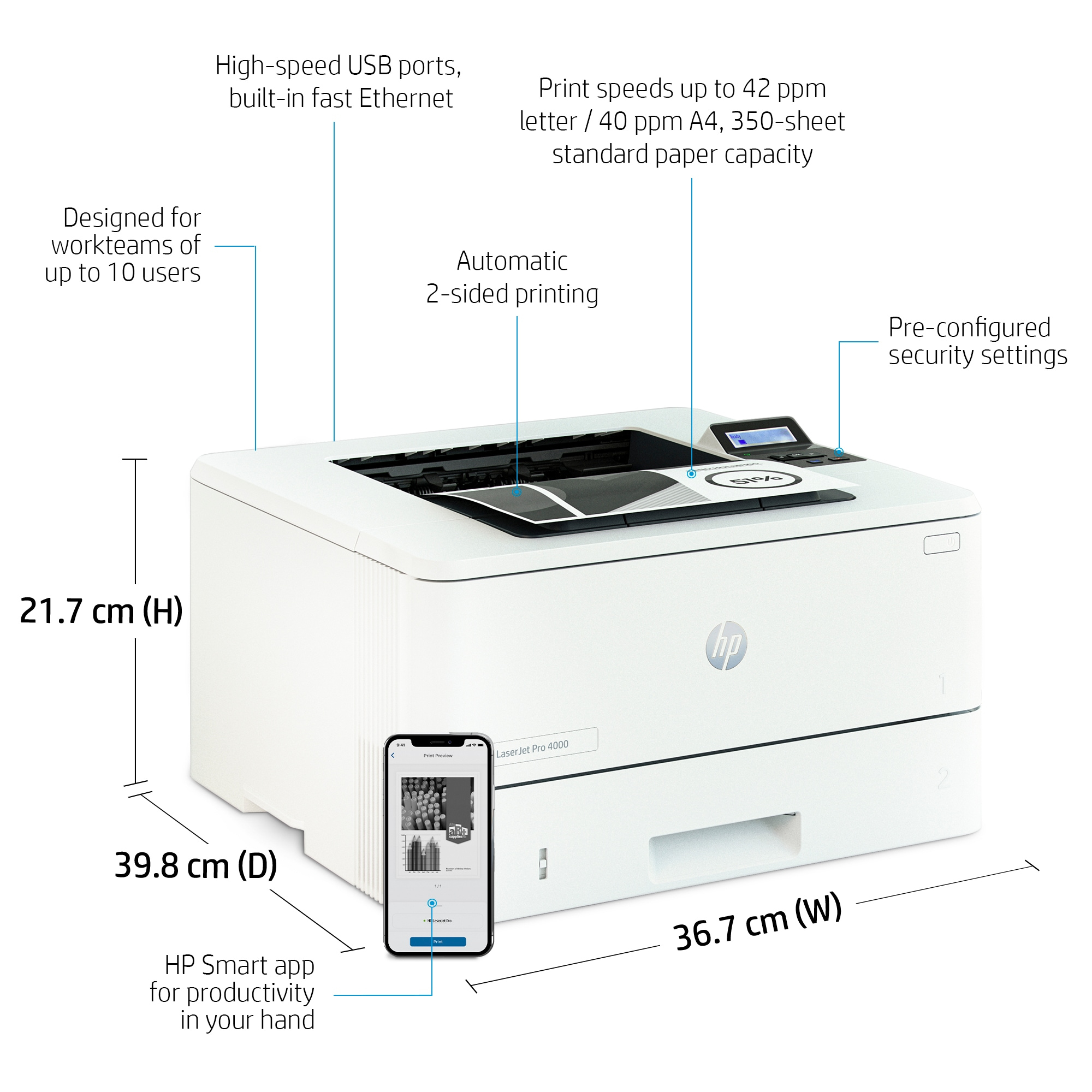 HP LaserJet Pro 4002dne Laserprinter (2Z605E)