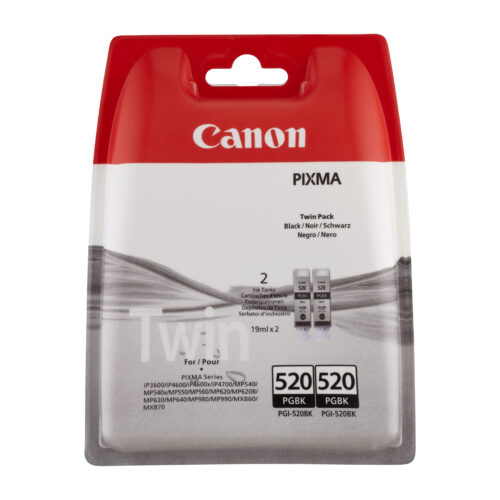 Canon 2932B012/PGI-520PGBK Ink cartridge black pigmented twin pack, 2x324 pages ISO/IEC 24711 19ml Pack=2 for Canon Pixma IP 3600/MP 980