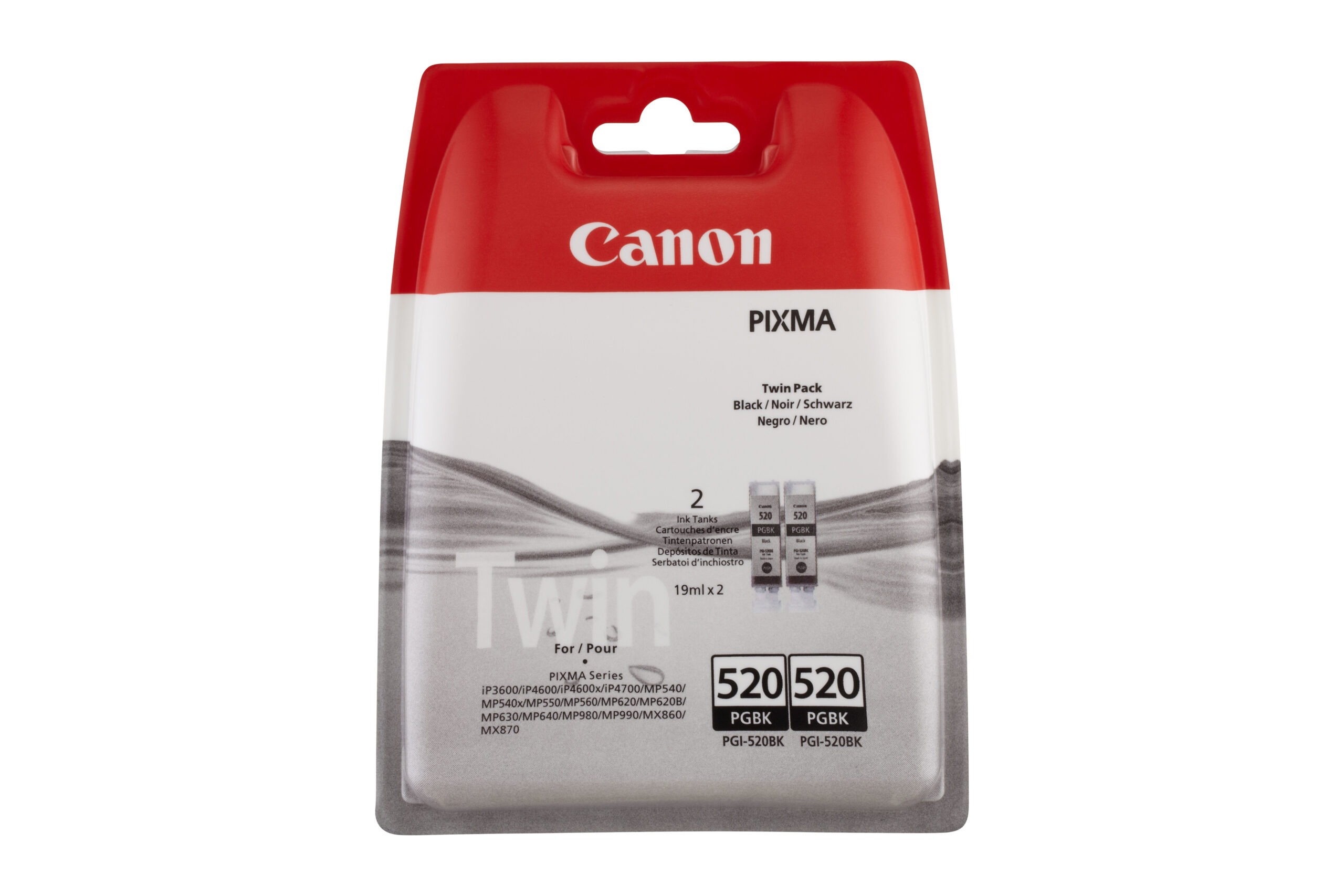 9586739_0674822027 Canon 2932B012/PGI-520PGBK Ink cartridge black pigmented twin pack, 2x324 pages ISO/IEC 24711 19ml Pack=2 for Canon Pixma IP 3600/MP 980