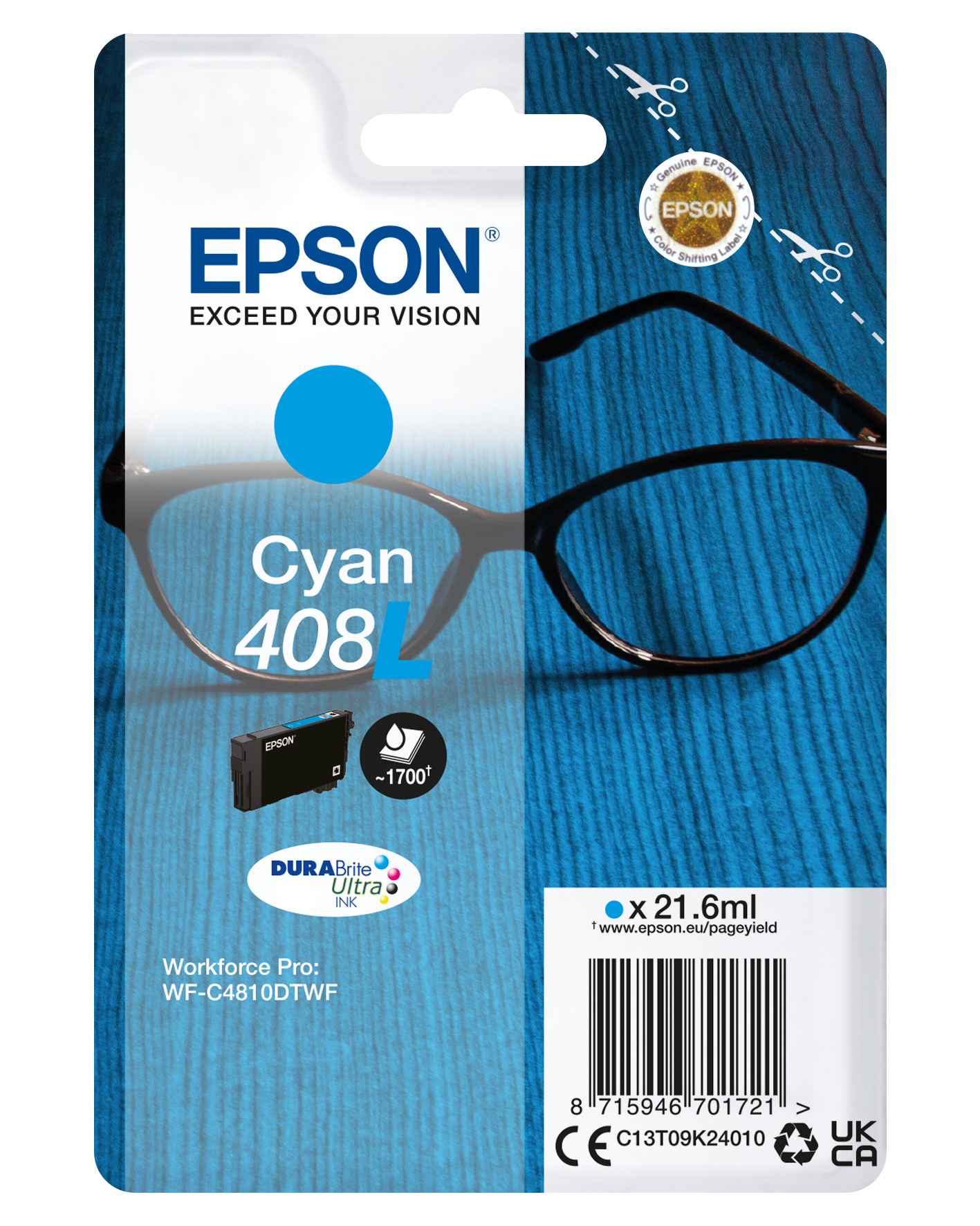 96520612_5319217861 Epson C13T09K24010/408L Ink cartridge cyan high-capacity, 1.700 pages 21,6ml for Epson WF-C 4810