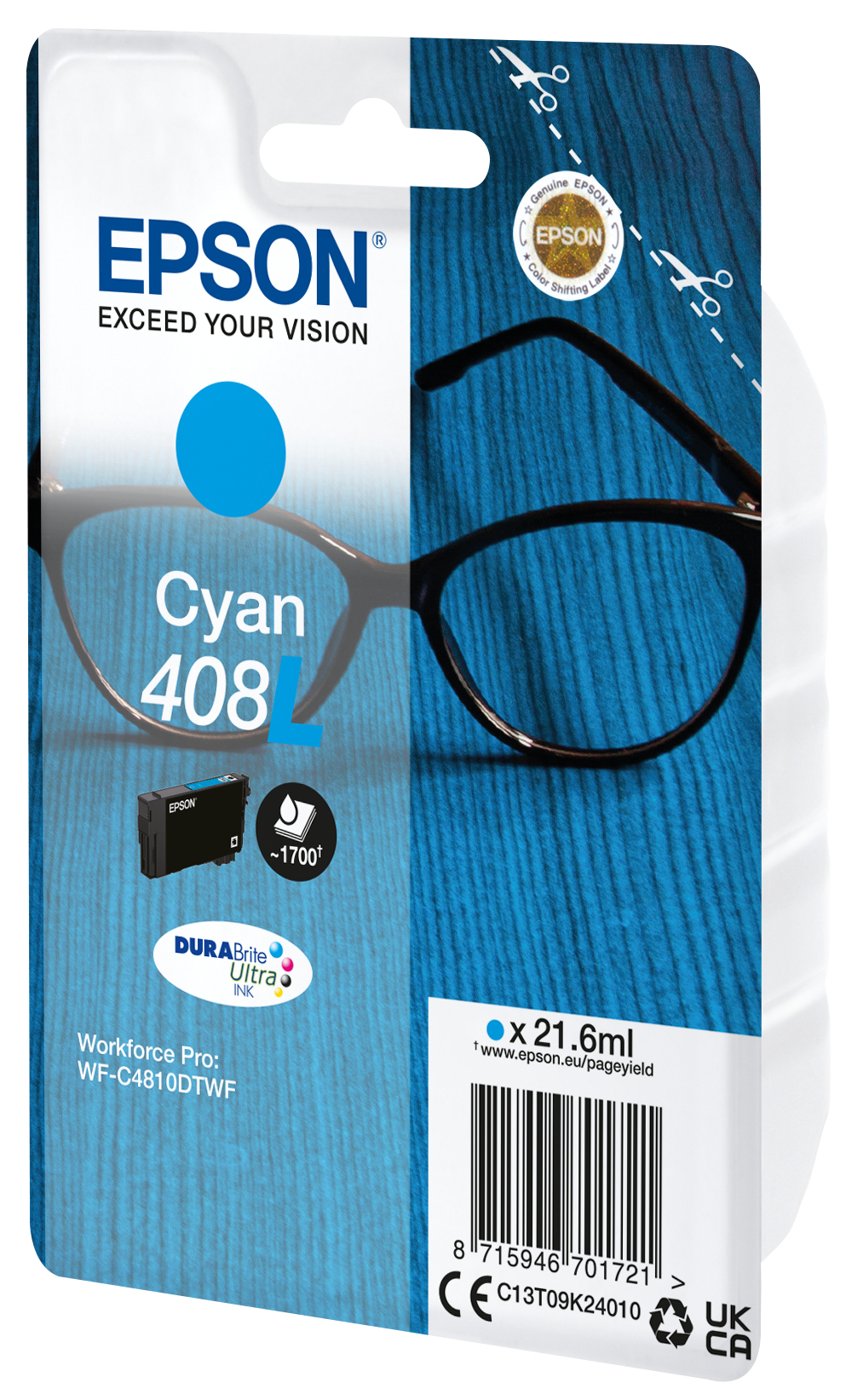 96520612_6630494580 Epson C13T09K24010/408L Ink cartridge cyan high-capacity, 1.700 pages 21,6ml for Epson WF-C 4810