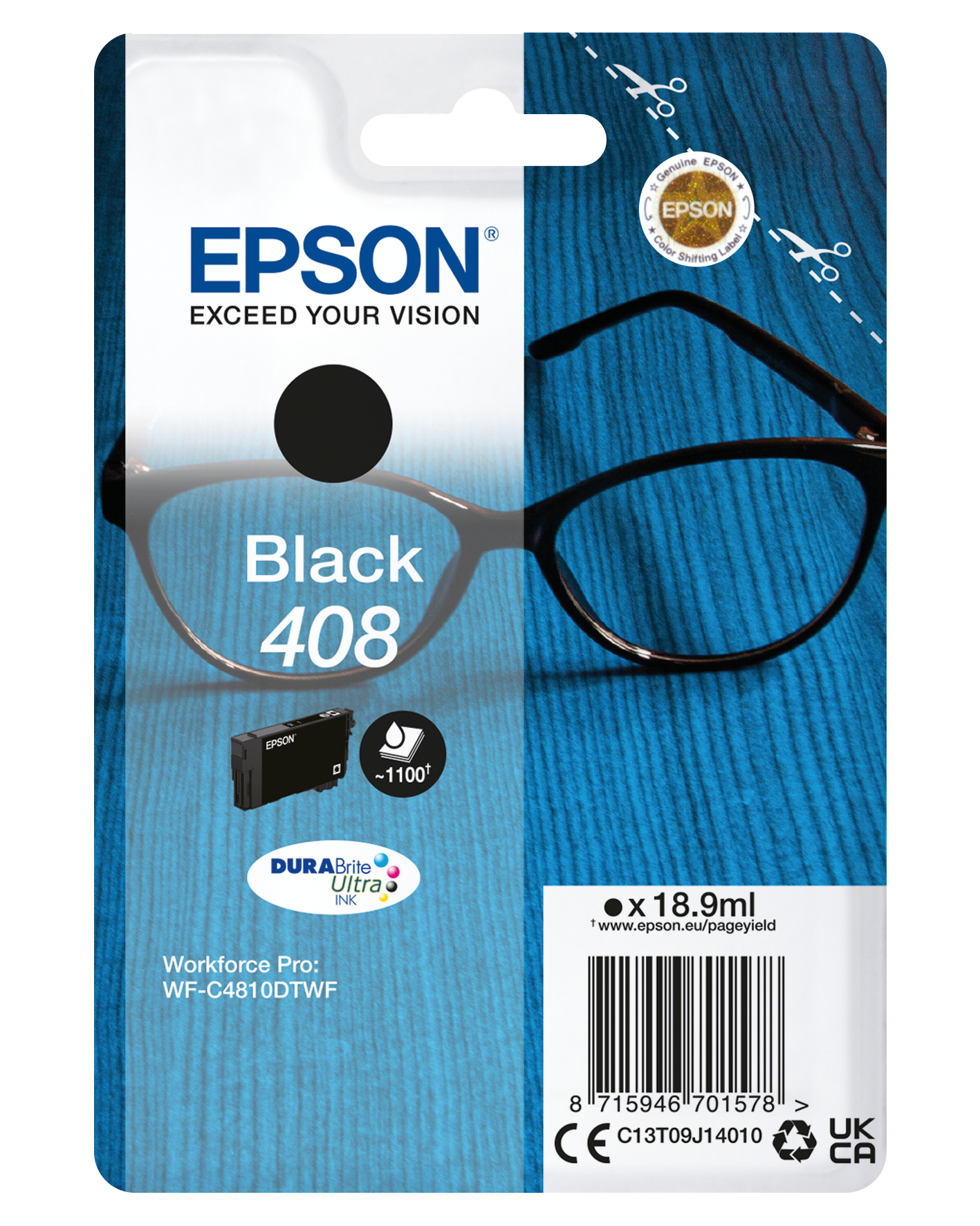 96520620_2431634360 Epson C13T09J14010/408 Ink cartridge black, 1.100 pages ISO/IEC 24711 18.9ml for Epson WF-C 4810