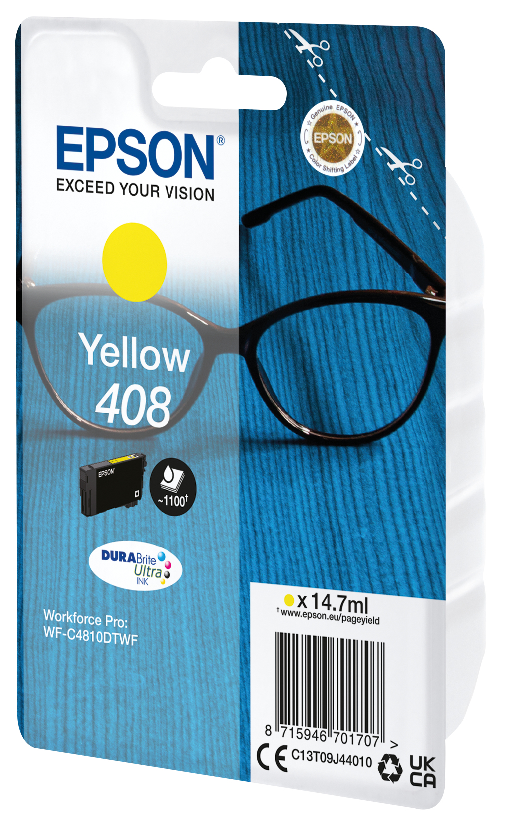 Epson C13T09J44010/408 Ink cartridge yellow, 1.100 pages ISO/IEC 24711 14.7ml for Epson WF-C 4810