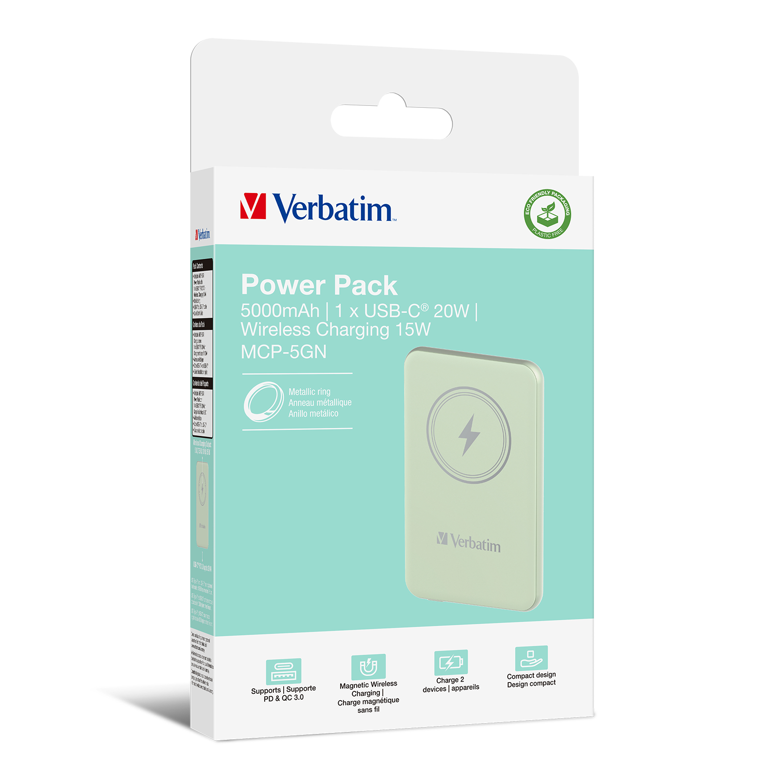 Verbatim Charge ´n´ Go Magnetic Wireless Power Bank 5000mAh Green