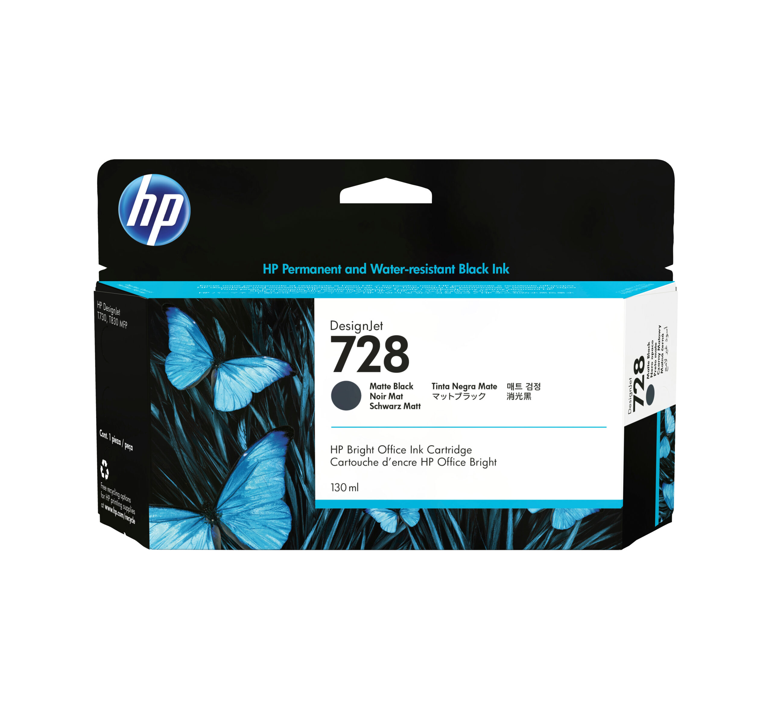 9a98daa386c1ddabc13d993dd3ff46bbd177c5f8 HP 3WX25A/728 Ink cartridge black matt 130ml for HP DesignJet T 830