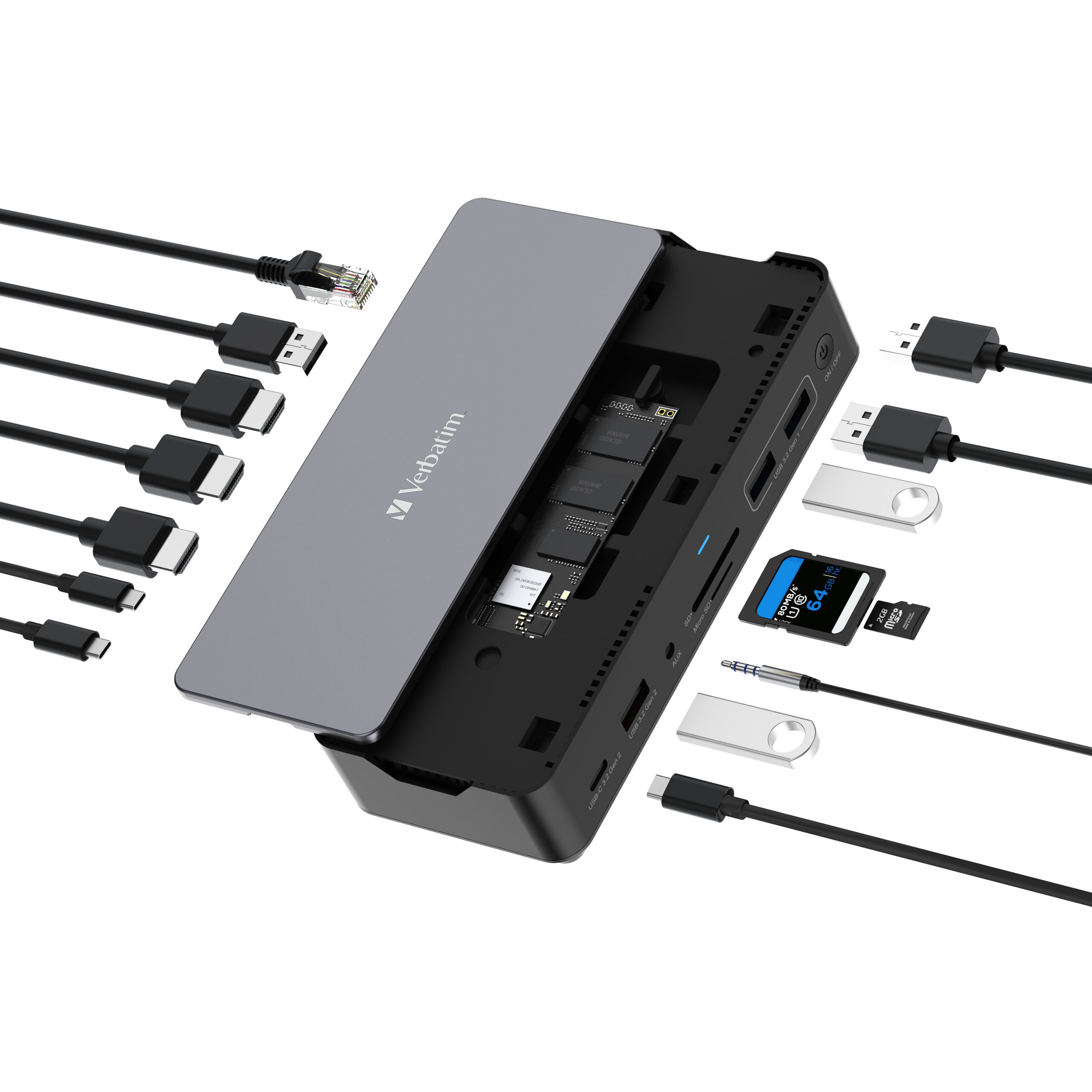 Verbatim CDS-15S Wired USB 3.2 Gen 1 (3.1 Gen 1) Type-C Black, Grey