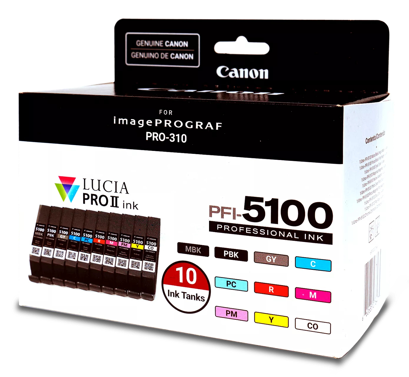 ac4b7f3d967545747de333a1f98a3fb4c5aba55e Canon 6951C009/PFI-5100 Ink cartridge multi pack MBK,PBK,C,M,Y,PC,PM,R,GY,CO Pack=10 for Canon IPF PRO-310