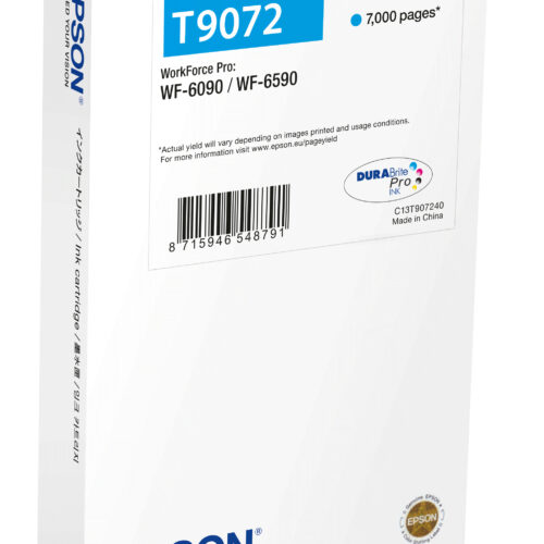 Epson C13T90724N/T9072 Ink cartridge cyan XXL, 7.000 pages ISO/IEC 19752 69ml for Epson WF 6090