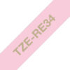 Brother TZE-RE34 DirectLabel gold on pink non adhesive textil 12mm x 4m for Brother P-Touch TZ 3.5-18mm/6-12mm/6-18mm/6-24mm/6-36mm