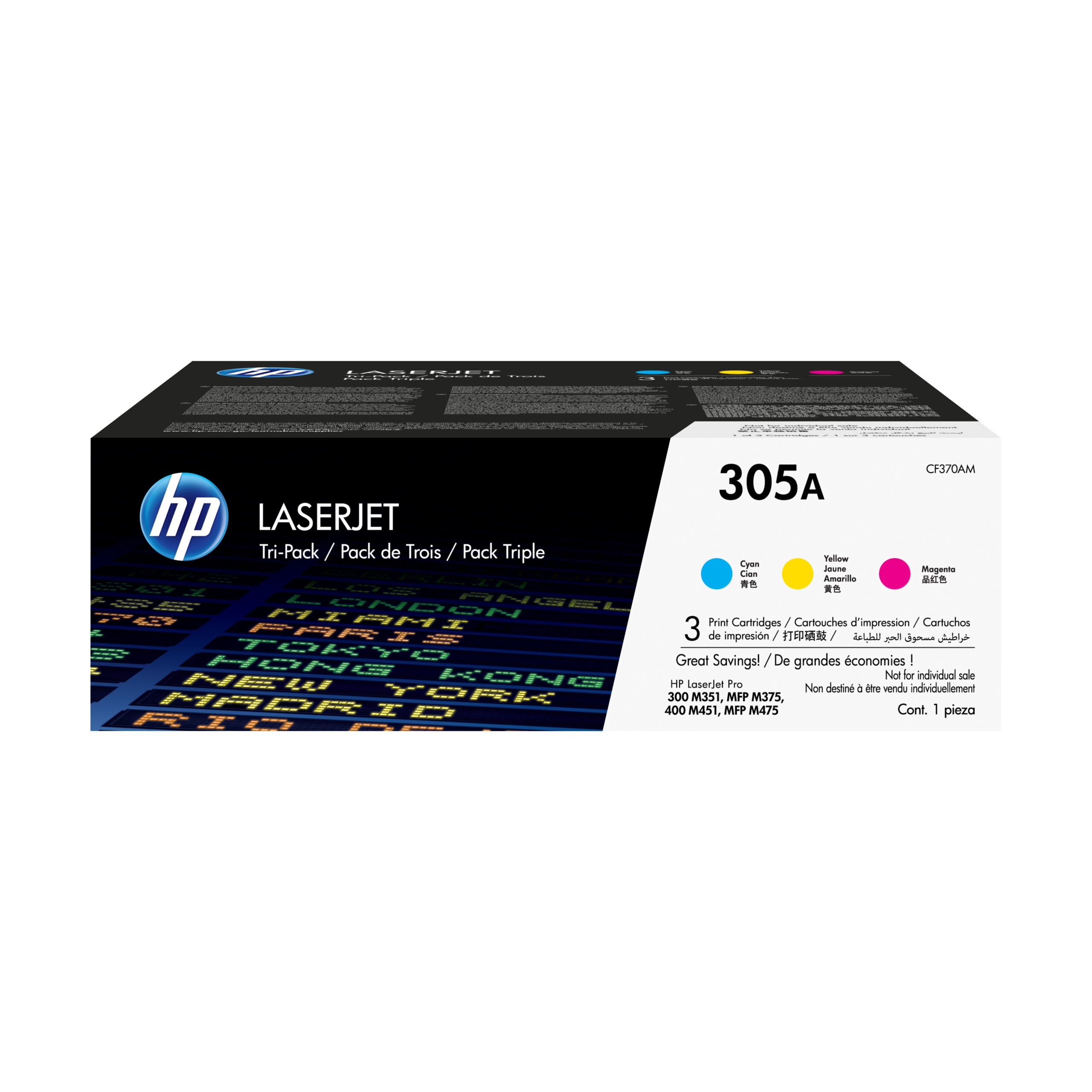 HP CF370AM/305A Toner cartridge MultiPack C,M,Y, 3x2.600 pages ISO/IEC 19798 Pack=3 for HP LaserJet M 375