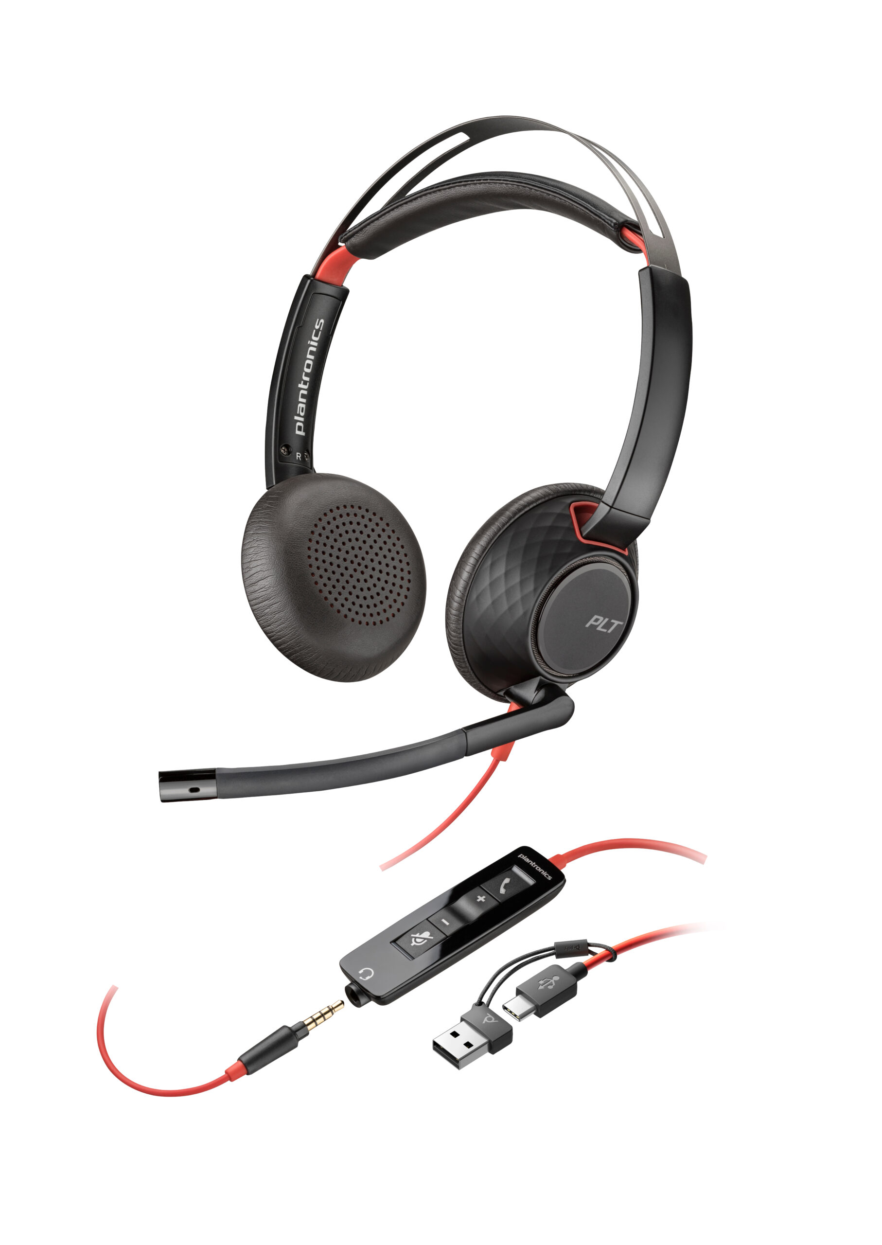 c08dac2a34698da29f1b25cf734d557e36ff5c80 HP Poly Blackwire 5220 Stereo USB-C Headset +3.5mm Plug +USB-C/A Adapter