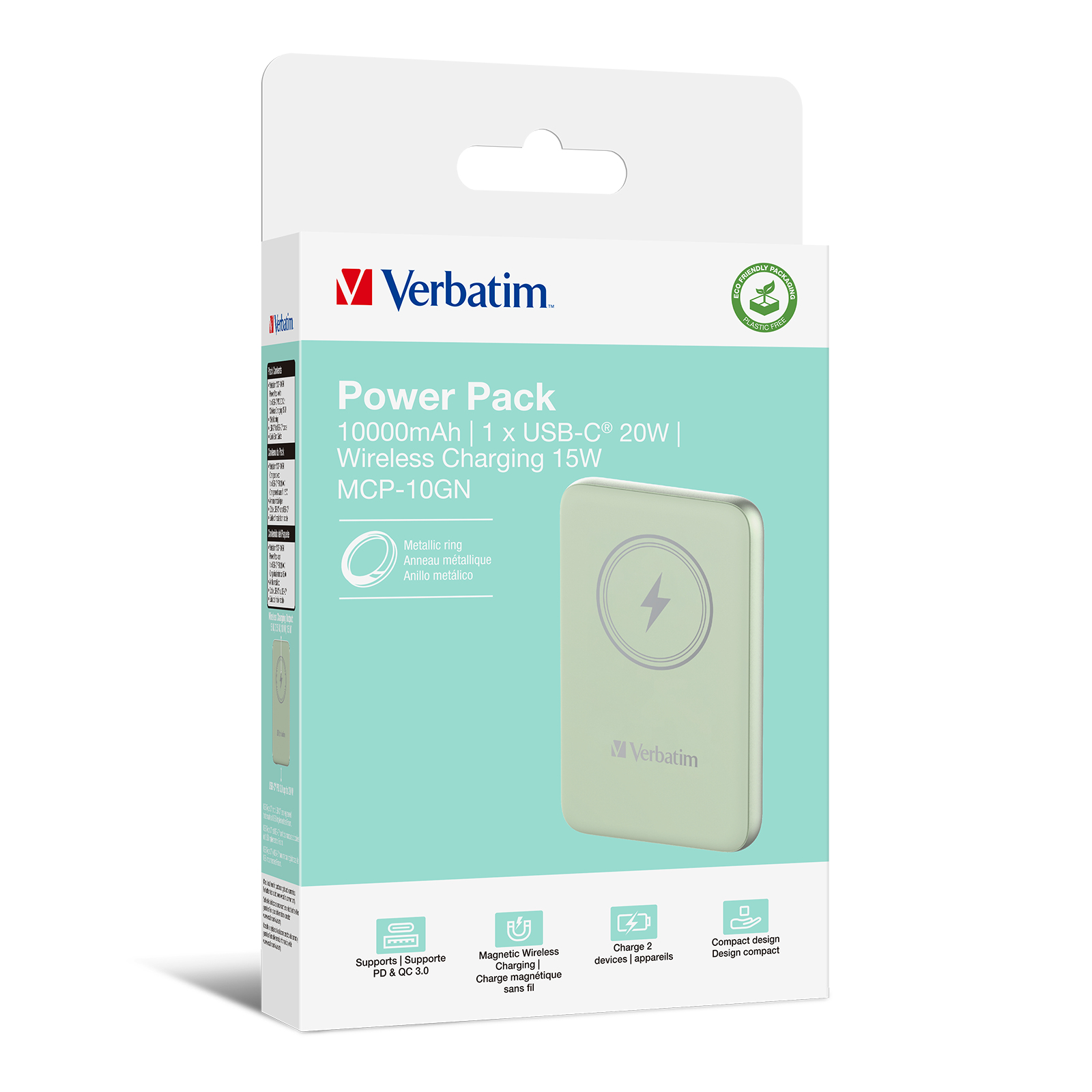 c39fb76aac4e771d29412df14cf182f47d95f145 Verbatim Charge ´n´ Go Magnetic Wireless Power Bank 10000mAh Green