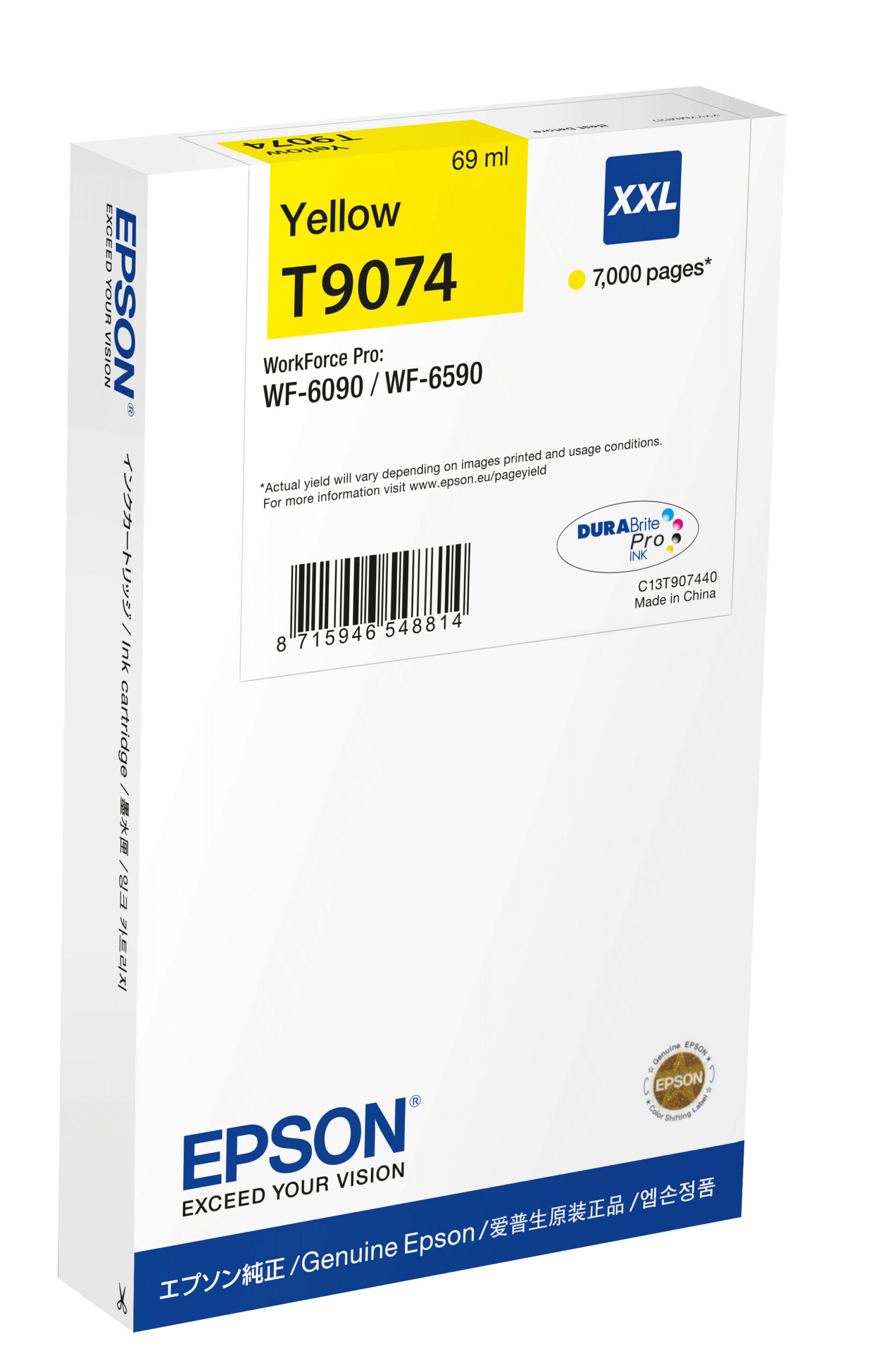 Epson C13T90744N/T9074 Ink cartridge yellow XXL, 7.000 pages ISO/IEC 19752 69ml for Epson WF 6090