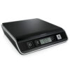 20 cm x 20 cm. Type: Electronic postal scale, Maximum weight capacity: 5 kg, Accuracy: 2 g. Power requirements: 3 x AAA/LR03. Dimensions (WxDxH): 211 x 235 x 46 mm, Weight: 1.5 kg. Package wid