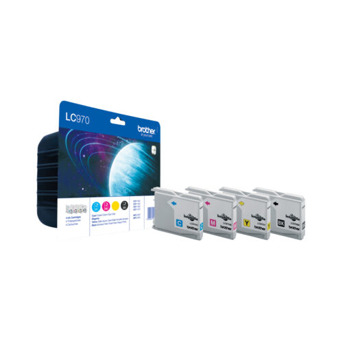 caa686bf2221260a9b1033c5af03664e66d86ab3 Brother LC-970VALBPRF Ink cartridge multi pack Bk,C,M,Y Blister Radio Frequency 350pg + 3x300pg Pack=4 for Brother DCP 135 C