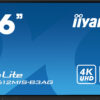iiyama TE8612MIS-B3AG Signage Display Kiosk design 2.17 m (85.6") LCD Wi-Fi 400 cd/m² 4K Ultra HD Black Touchscreen Built-in processor Android 11 24/7