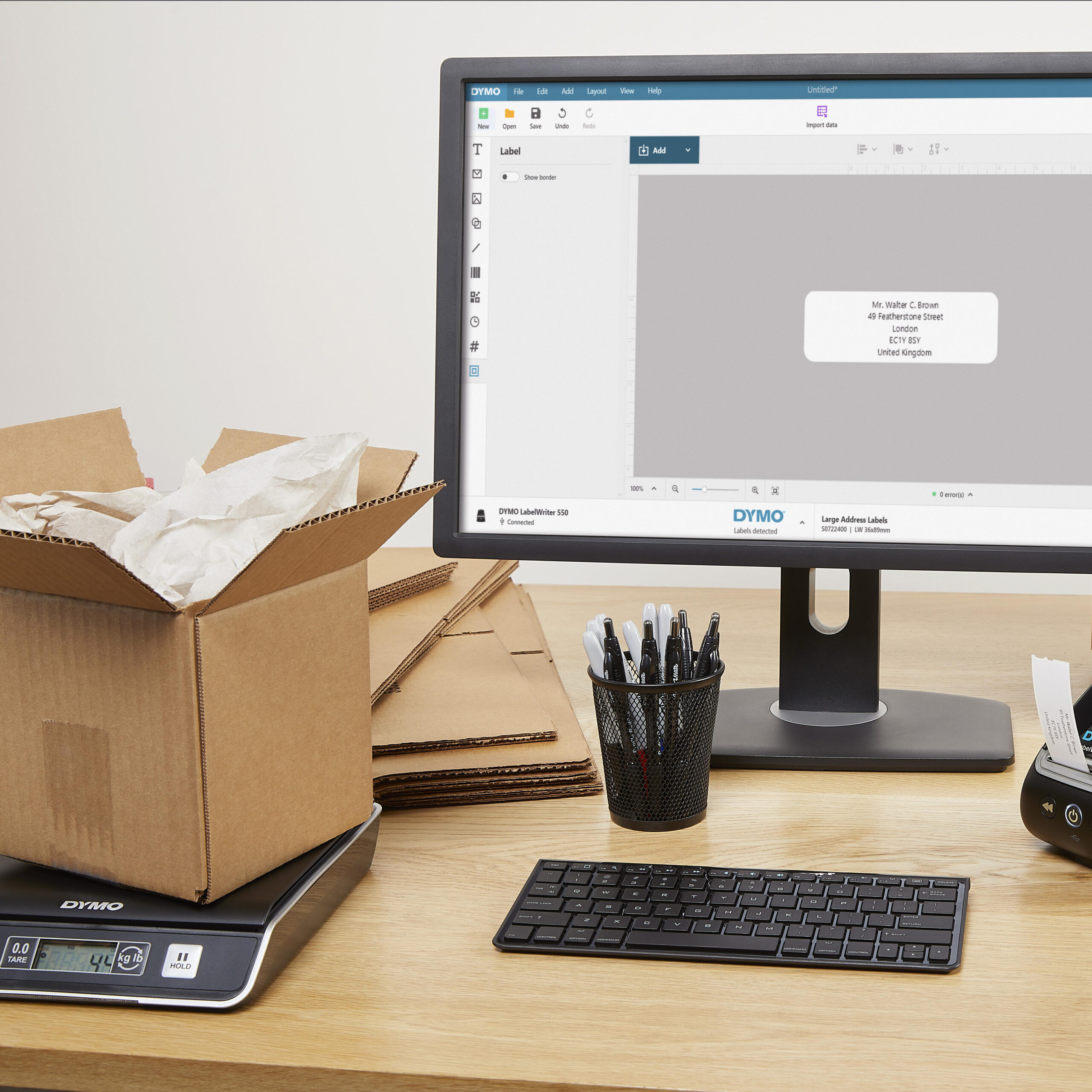 20 cm x 20 cm. Type: Electronic postal scale, Maximum weight capacity: 5 kg, Accuracy: 2 g. Power requirements: 3 x AAA/LR03. Dimensions (WxDxH): 211 x 235 x 46 mm, Weight: 1.5 kg. Package wid