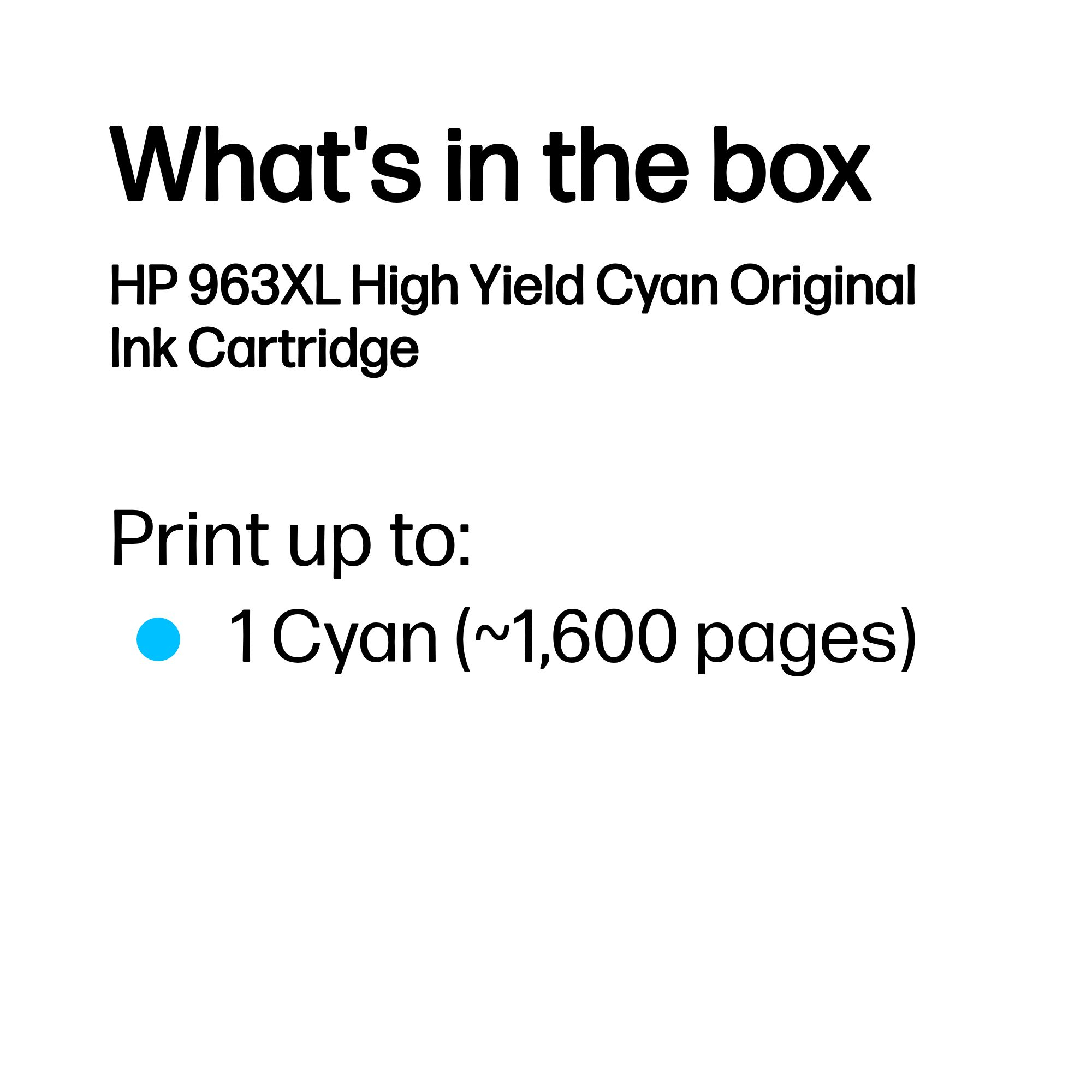 HP 3JA27AE/963XL Ink cartridge cyan high-capacity, 1.600 pages 22.77ml for HP OJ Pro 9010/e/9020/9020 e