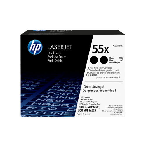 HP CE255XD/55X Toner cartridge black high-capacity twin pack, 2x12.500 pages ISO/IEC 19752 Pack=2 for HP LaserJet P 3015