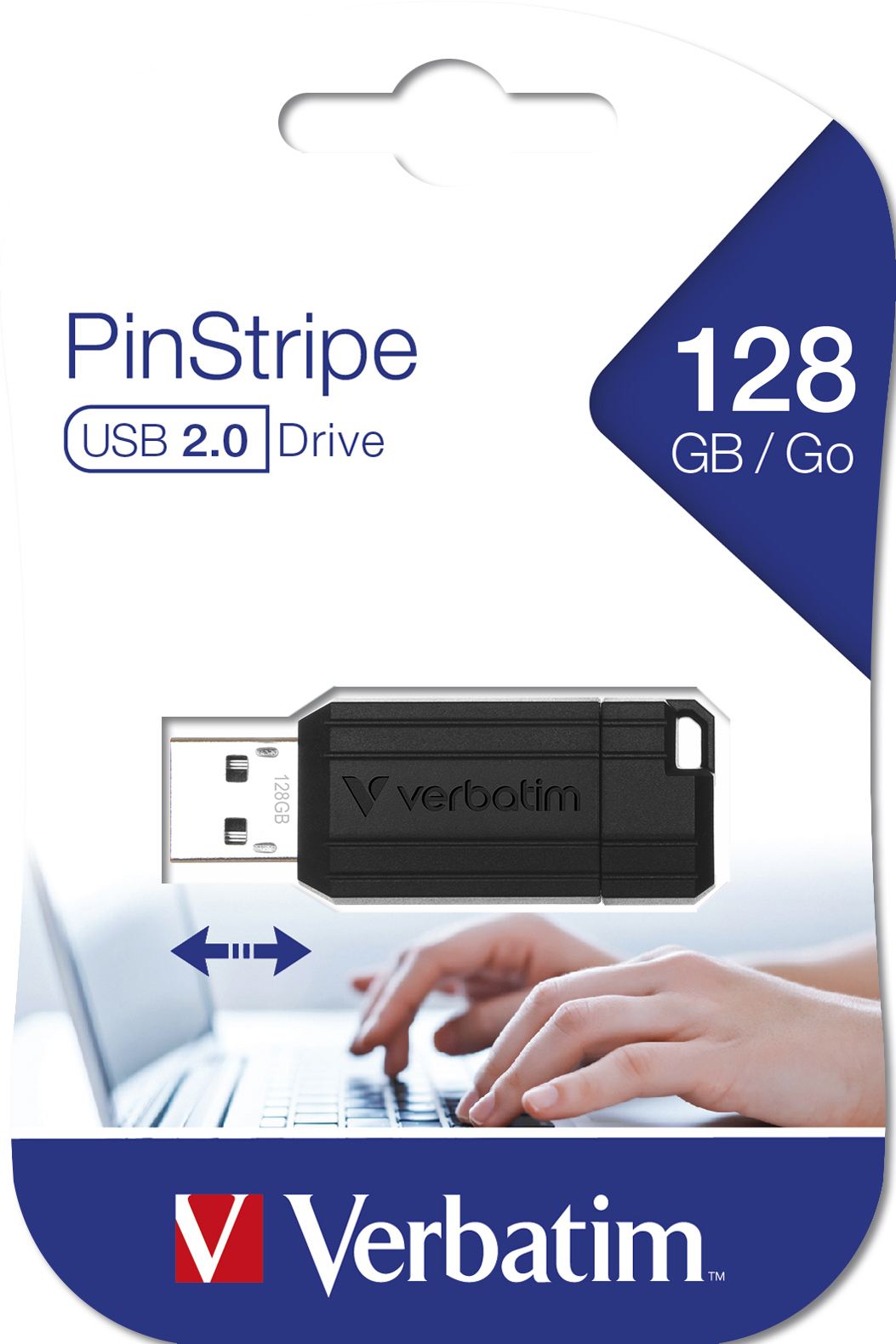 d2caf0b92bc4e3ad55ef0cb78e711a0db79d250b Verbatim PinStripe - USB Drive 128 GB - Black