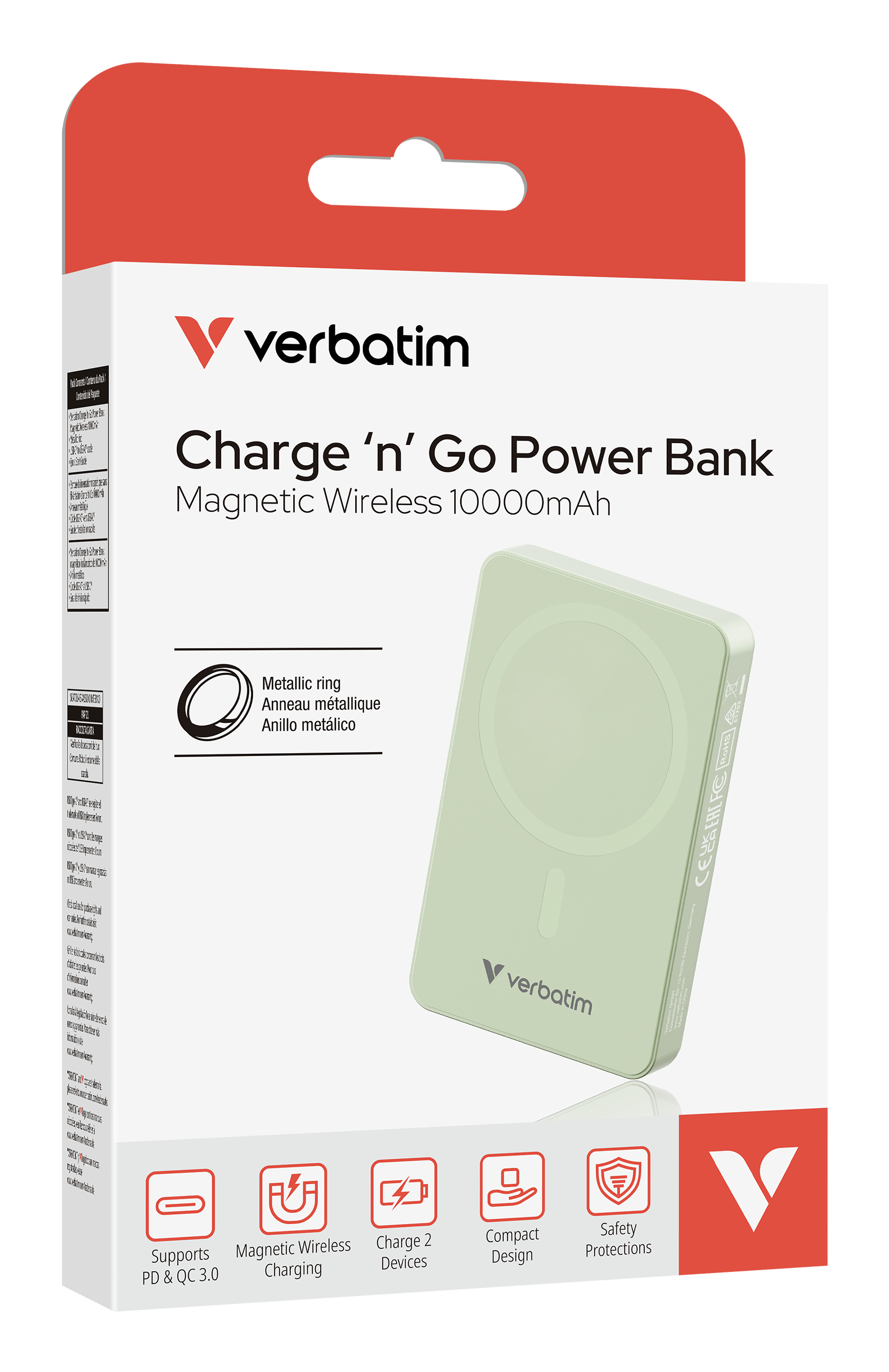 Verbatim Charge ´n´ Go Essentials Magnetic Wireless Power Bank 10000 mAh Green