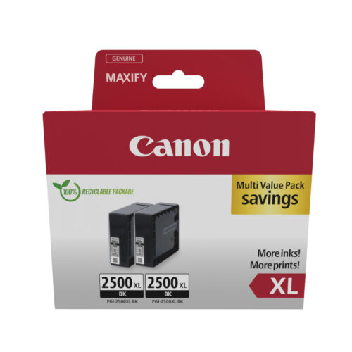 Canon 9254B011/PGI-2500XLBK Ink cartridge black twin pack, 2x2.500 pages ISO/IEC 24711 70.9ml Pack=2 for Canon IB 4050