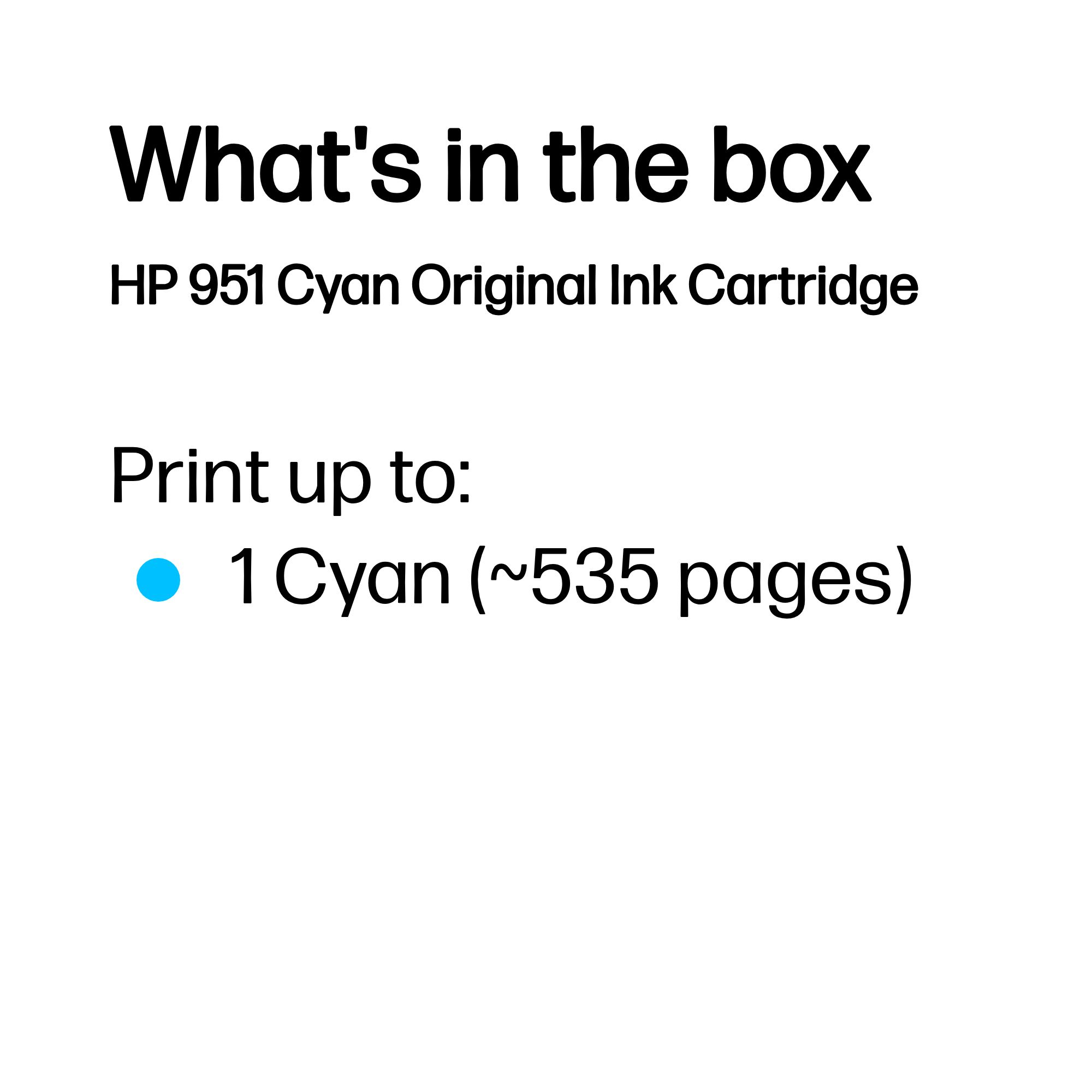 HP CN050AE/951 Ink cartridge cyan, 700 pages ISO/IEC 24711 8.5ml for HP OfficeJet Pro 8100/8610/8620