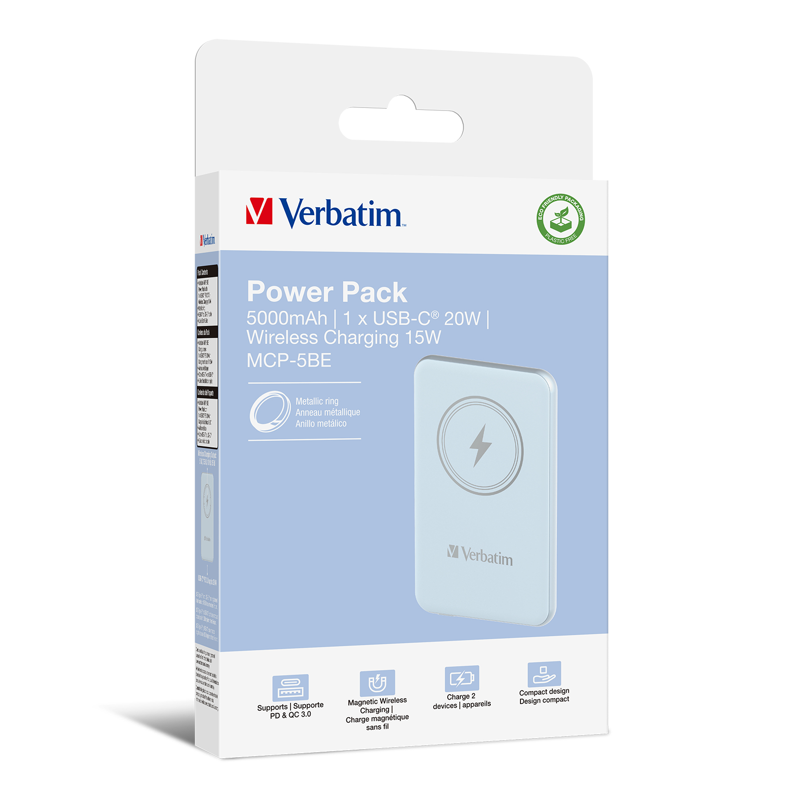 Verbatim Charge ´n´ Go Magnetic Wireless Power Bank 5000mAh Blue