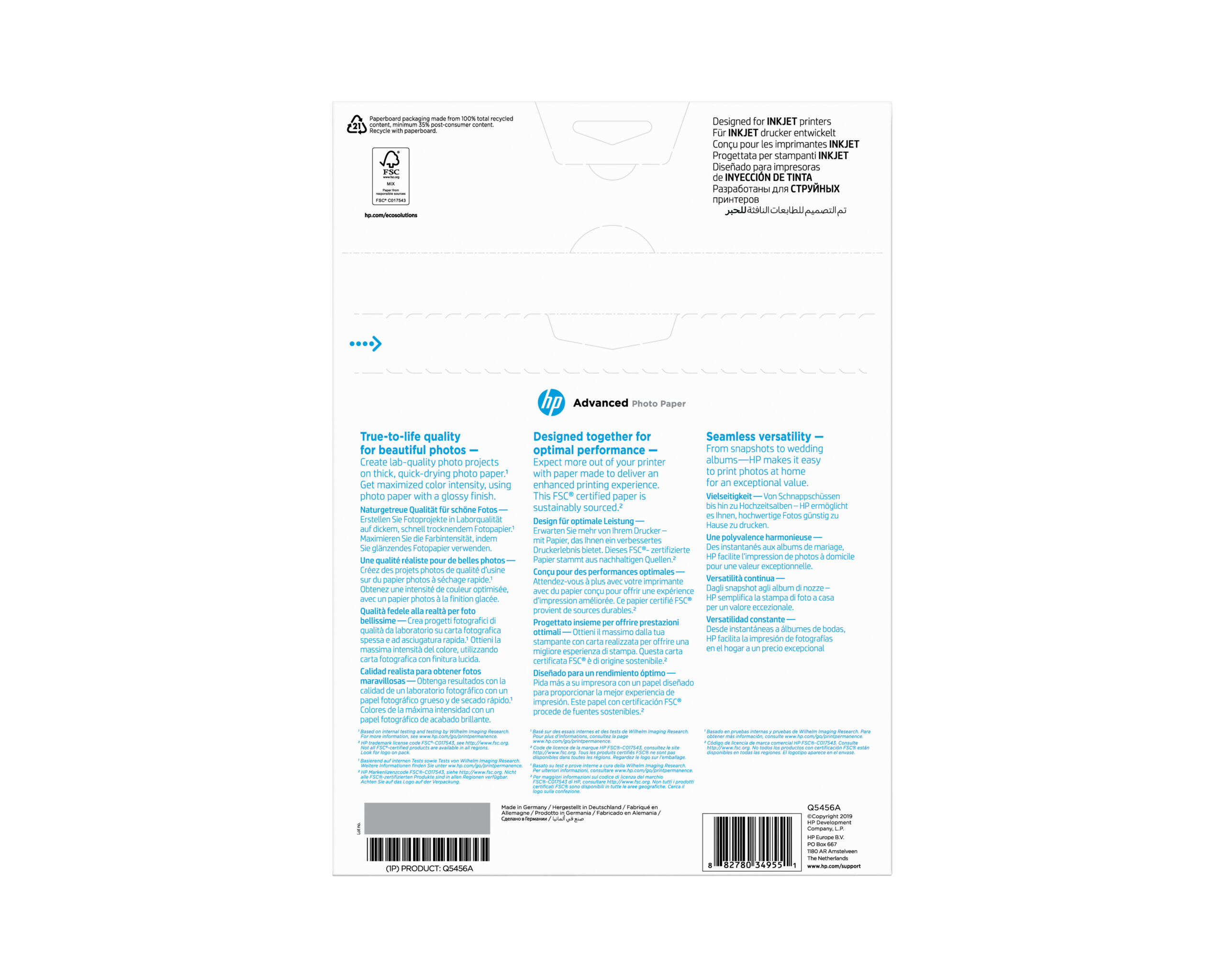 HP Q5456A High-glossy-photopaper 25 sheet DIN A4 250g/m² for InkJet