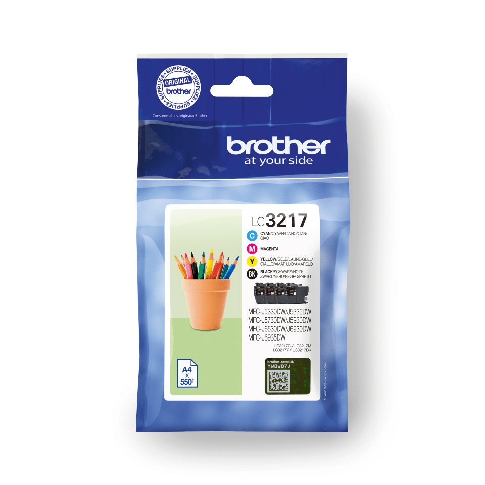 Brother LC-3217VALDR Ink cartridge multi pack Bk,C,M,Y, 4x550 pages ISO/IEC 24711 9ml Pack=4 for Brother MFC-J 5330