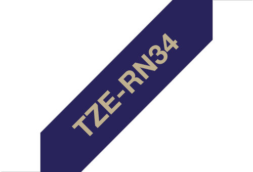 Brother TZE-RN34 DirectLabel gold on Navy blue non adhesive textil 12mm x 4m for Brother P-Touch TZ 3.5-18mm/6-12mm/6-18mm/6-24mm/6-36mm