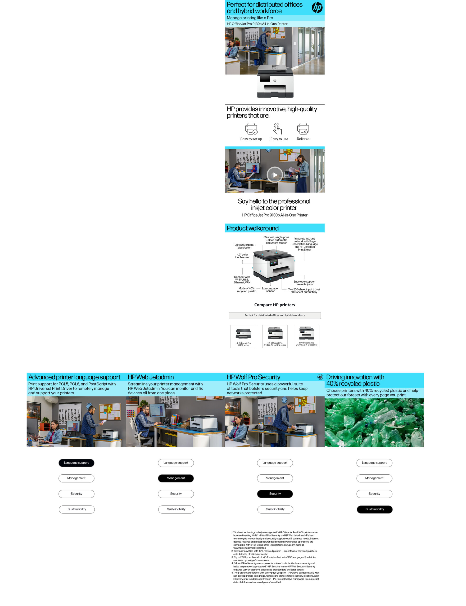 e4ebb490c838ef03c62b0ae6ac388432 HP OfficeJet Pro 9130b Wireless All-in-One Color Printer, Two-sided printing; Copier, Scanner
