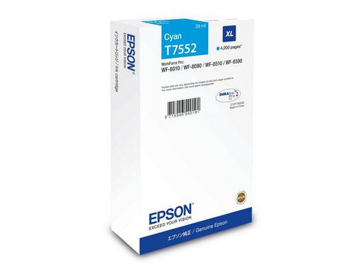Epson C13T75524N/T7552 Ink cartridge cyan, 4.000 pages 39ml for Epson WF 6530/8090/8510