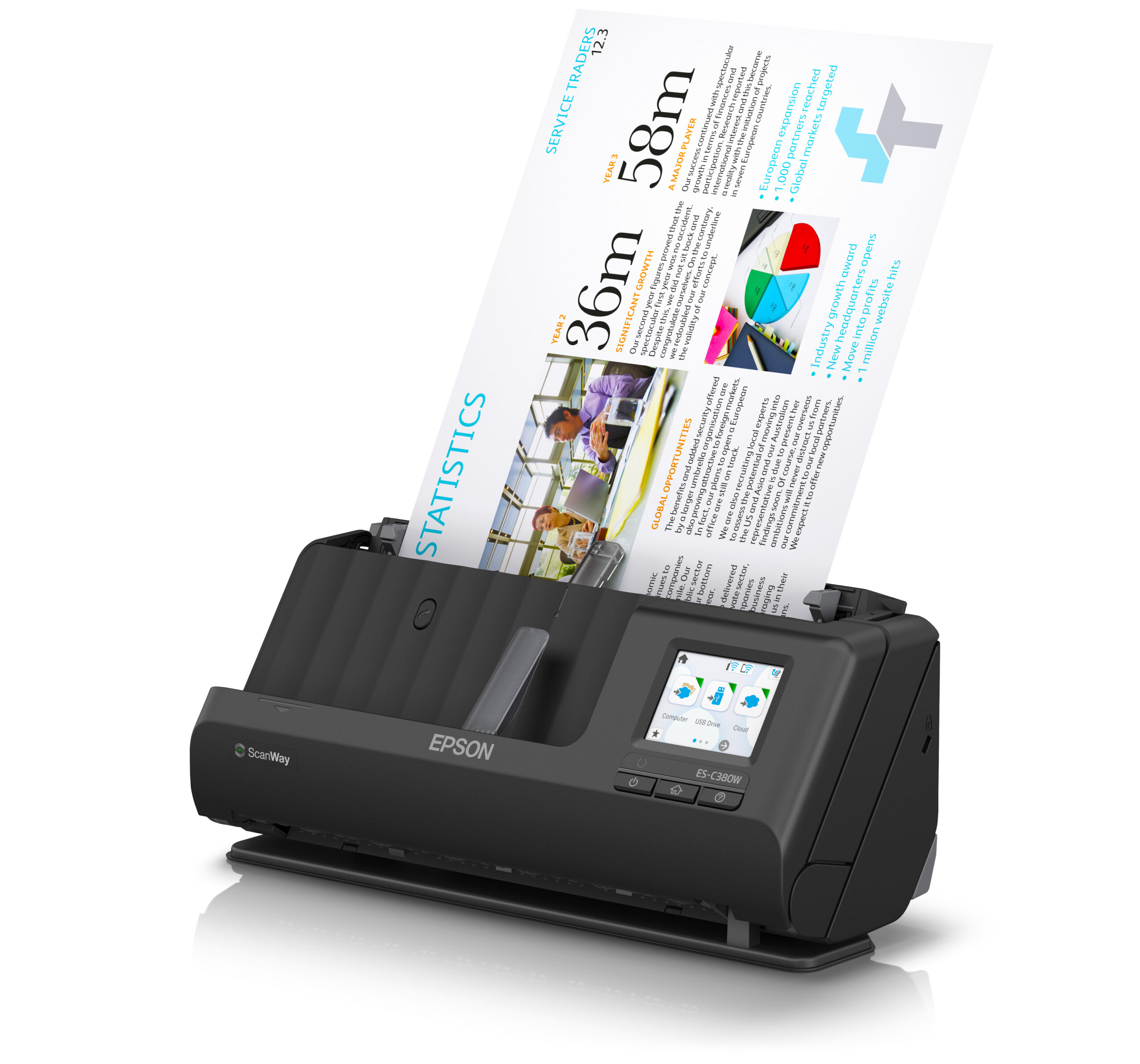 Epson ES-C380W ADF + Sheet-fed scanner 600 x 600 DPI A4 Black
