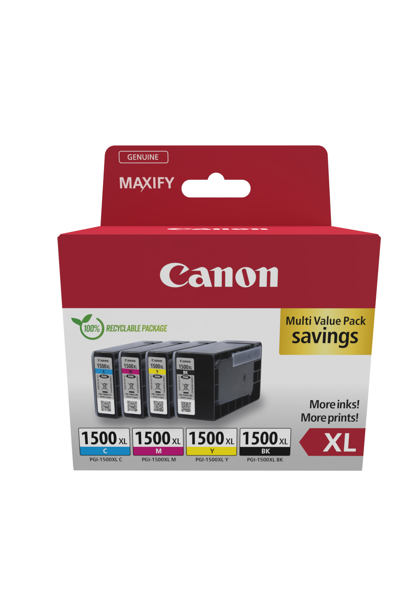 ea3951eee500270d331099c32e27b4d8 Canon 9182B010/PGI-1500XLCMYBK Ink cartridge multi pack Bk,C,M,Y 34ml + 3x12ml Pack=4 for Canon MB 2050