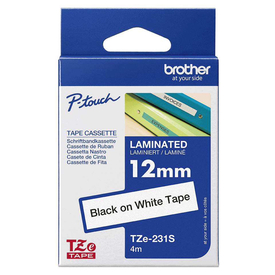 Brother TZE-231S2 DirectLabel black on white 12mm x 4m for Brother P-Touch TZ 3.5-18mm/6-12mm/6-18mm/6-24mm/6-36mm