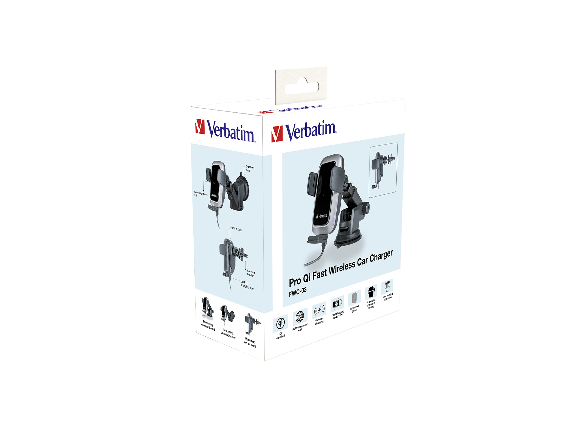 ebdcdae577058e73c9f4673314418308 Verbatim FWC-03 Pro Qi Fast Wireless Autoladegerät retail Black