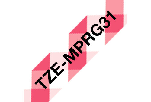 Brother TZ-EMPRG31 DirectLabel black on red gingham Laminat 12mm x 4m for Brother P-Touch TZ 3.5-18mm/6-12mm/6-18mm/6-24mm/6-36mm