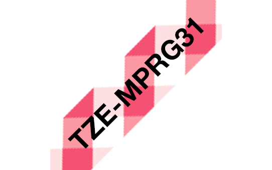 ed25ce0bee032b1219b231d48beeb9eb7d8b5e1c Brother TZ-EMPRG31 DirectLabel black on red gingham Laminat 12mm x 4m for Brother P-Touch TZ 3.5-18mm/6-12mm/6-18mm/6-24mm/6-36mm