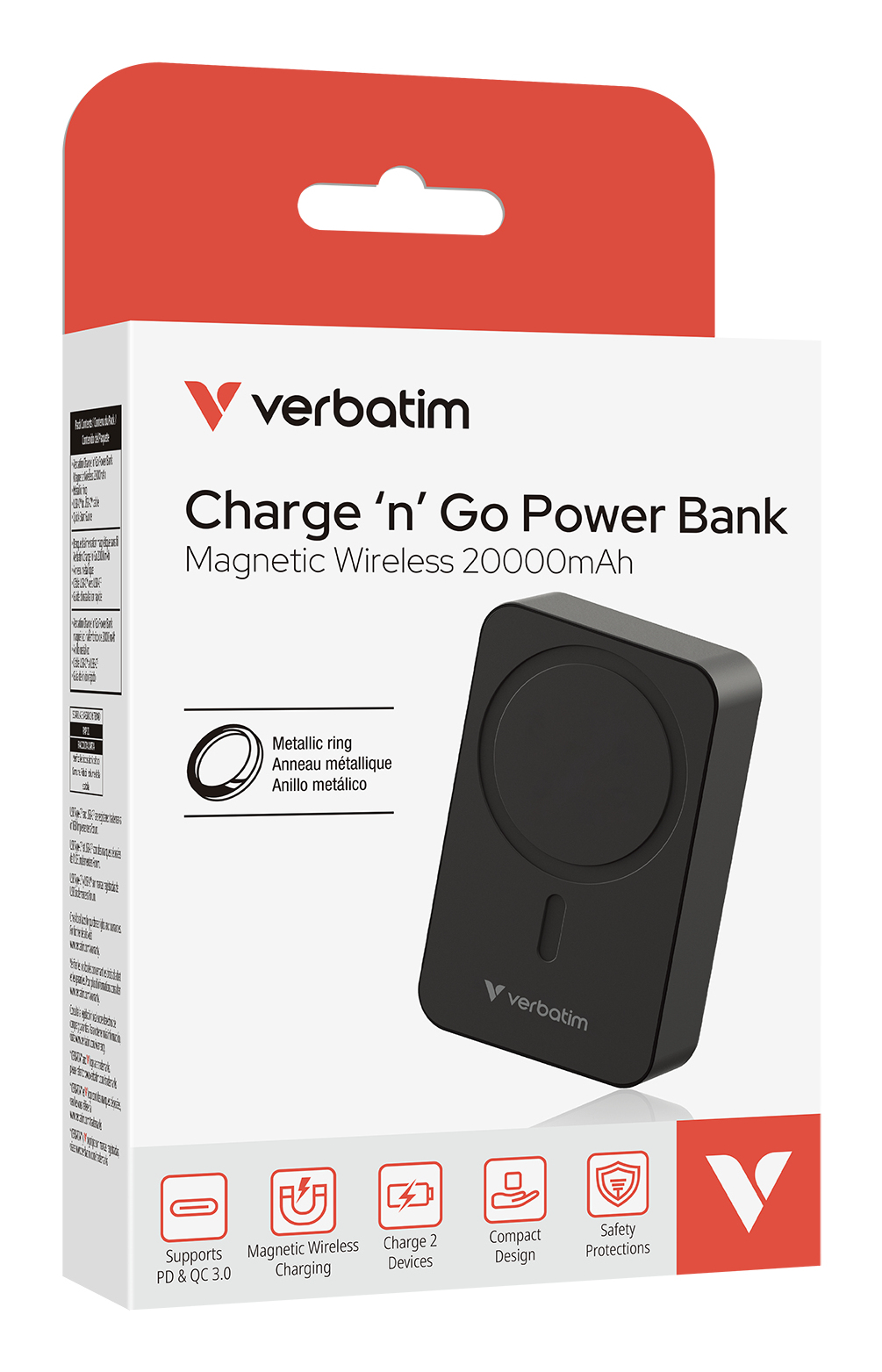 efcb9c8ae90e84f48b8b4979460e414aea4b4401 Verbatim Charge ´n´ Go Essentials Power Bank Magnetic Wireless 20000 mAh Black