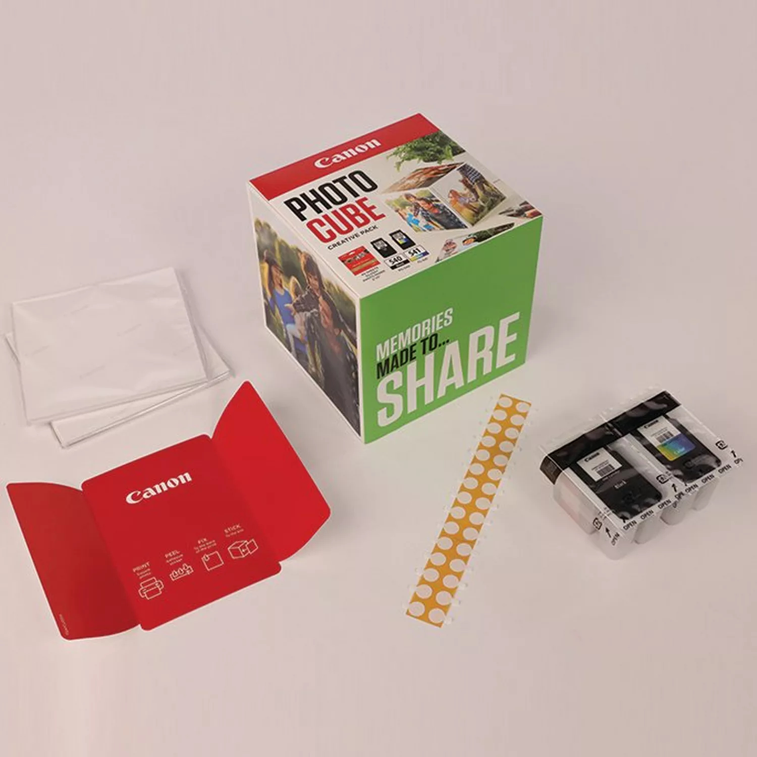 Canon 5225B019/PG-540+CL-541 Printhead cartridge multi pack black / color Cube white green + Photopaper PP-201 13x13cm 40 sheet 180pg+180pg Pack=2 for Canon Pixma MG 2150/MX 370